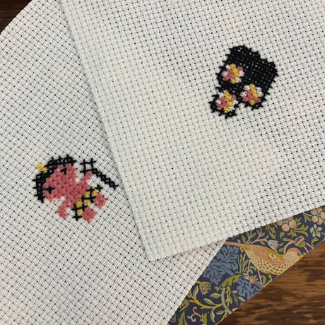 クロスステッチ図案　クロスステッチで作る節分飾り　　オーナメントにも♪　『刺繍の節分飾り』