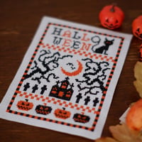 クロスステッチDL図案　PDF pattern ハロウィン図案2色刺し　ダウンロード図案