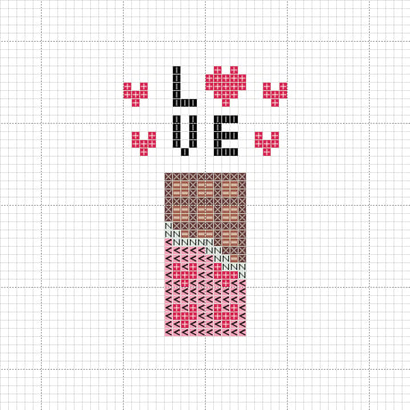 『Love＆hert』のクロスステッチ図案｜ポコアポコのバレンタインプレゼント