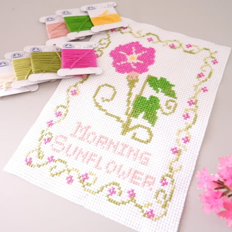 クロスステッチキット　朝顔　刺繍キットで作成する花の朝顔図案   n-01