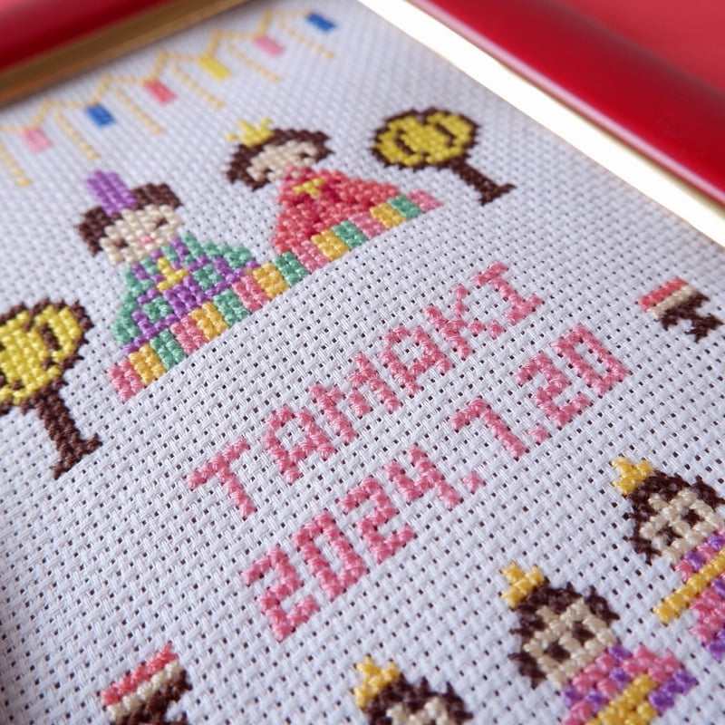 クロスステッチキット 桃の花小人(14CT、113色、図案印刷あり  