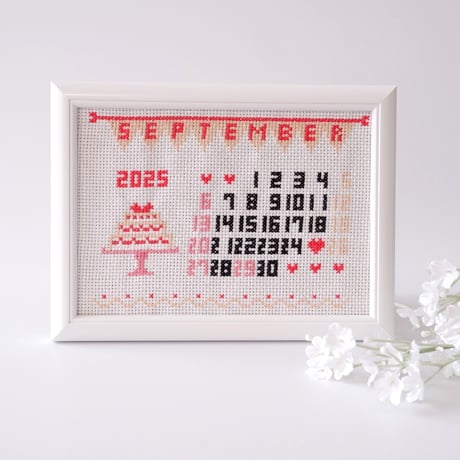 クロスステッチ刺繍で手作りする「ウェルカムボード」　結婚 ウェルカムボード 日付㊴
