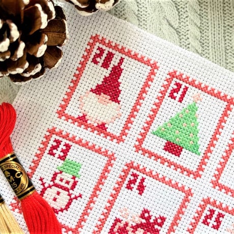 クロスステッチDL図案　PDF pattern クリスマスカレンダー図案　ダウンロード図案
