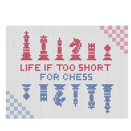 クロスステッチDL図案 『CHESS』チェックメイト　インテリアに素敵！おしゃれなチェス盤の刺繍
