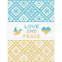 無料ＤL図案　LOVE＆PEACE 　ウクライナの国旗をイメージし作成しました