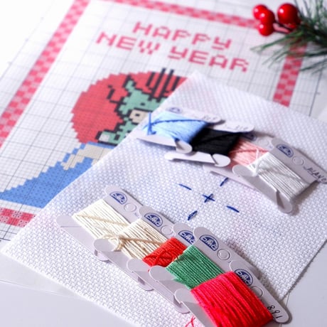 クロスステッチキット『辰と富士山』来年の干支の正月飾り　簡単可愛い刺繍キット　お正月刺繍