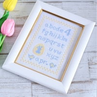 クロスステッチDL図案「季節を感じるクロスステッチサンプラー」4月ひよことうさぎ　刺繍図案cross-stitch pattern