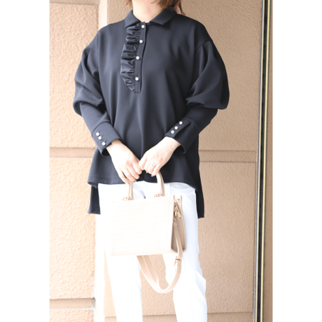 ダンボールニットフリルブラウス【ISBL-25109】日本製