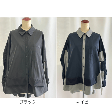 MA-１風異素材MIXシャツ【73651】日本製