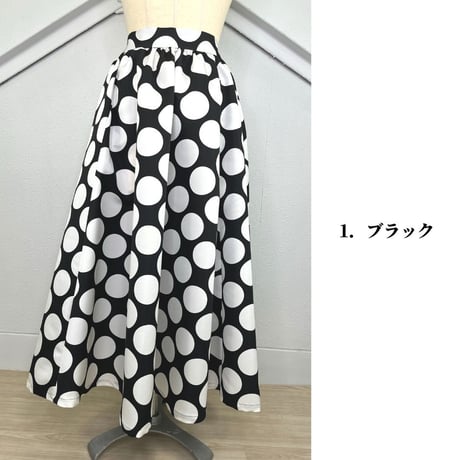 ドット柄ギャザースカート【ISSK-22117】日本製