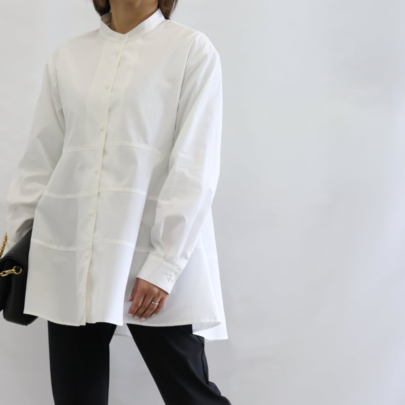 2013ss≪Name.／ネーム≫染色ピンタックバンドカラープルオーバーシャツ バンドカラーフレアシャツ【71821】日本製 | nineteen bloom color