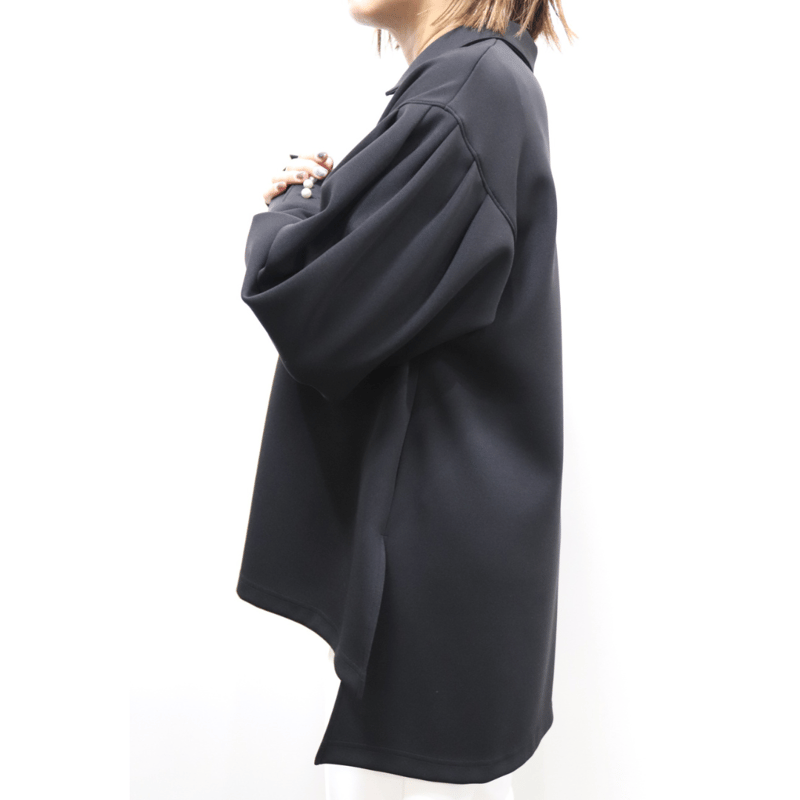 美品✨トゥービーシック現行　ダンボールラッフルスリーブ フリル　ノーカラーコート ELFRANK tシャツ ダンボールニットラッフルスリーブプルオーバー