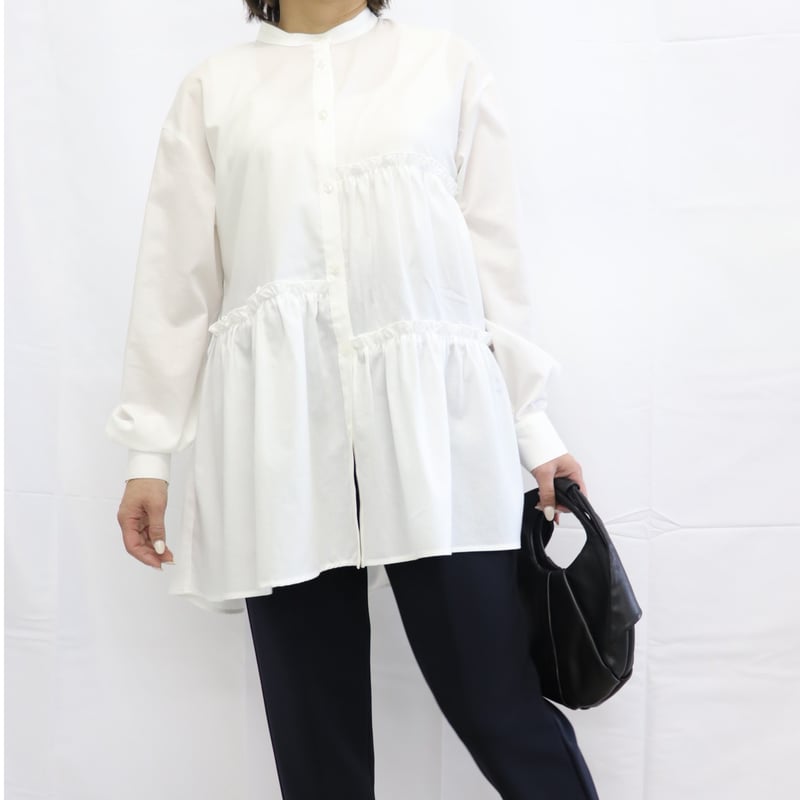 ティアードギャザーシャツ【71761】日本製 | nineteen bloom color