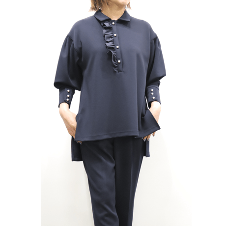 ダンボールニットフリルブラウス【ISBL-25109】日本製