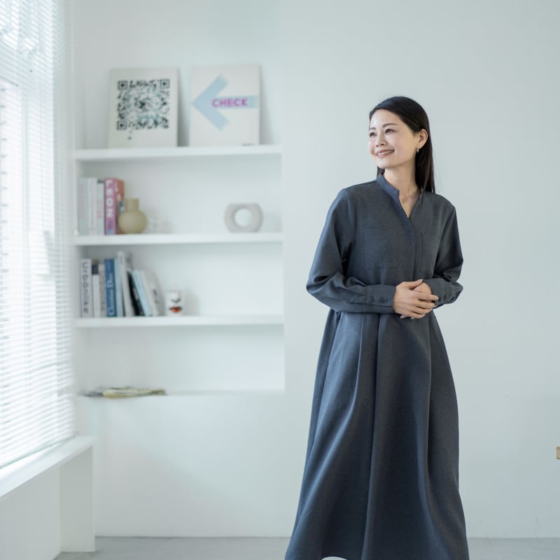 ウエストリボン付きワンピース【ISOP-24110】日本製 | nineteen bloom