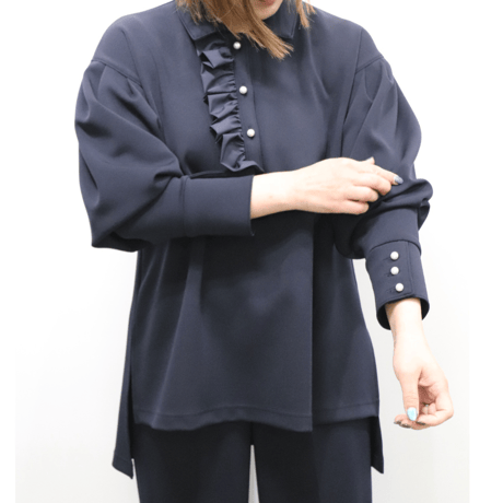 ダンボールニットフリルブラウス【ISBL-25109】日本製