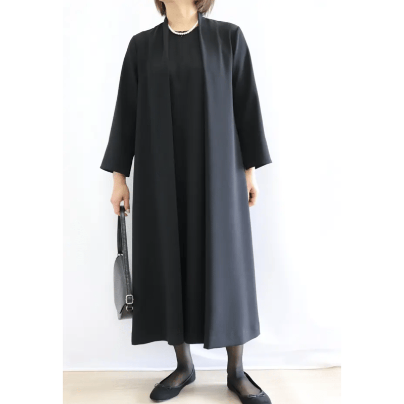 レリアン ♡ 総柄 上品 ワンピース 淡ブルー×ブラック レリアン ♡ 総柄 上品 ワンピース 淡ブルー×ブラック