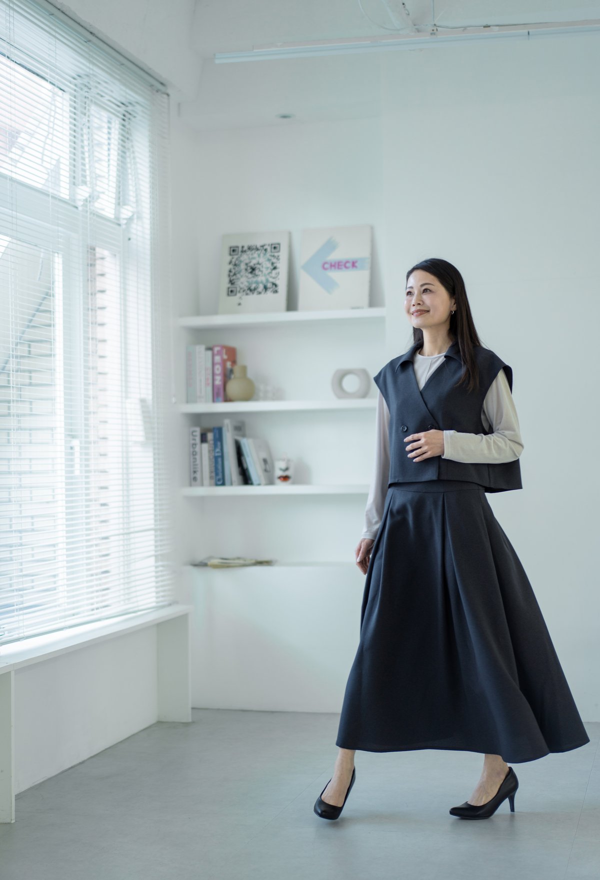 ノースリーブジャケット＆スカートセットアップ【ISSU-24109】日本製