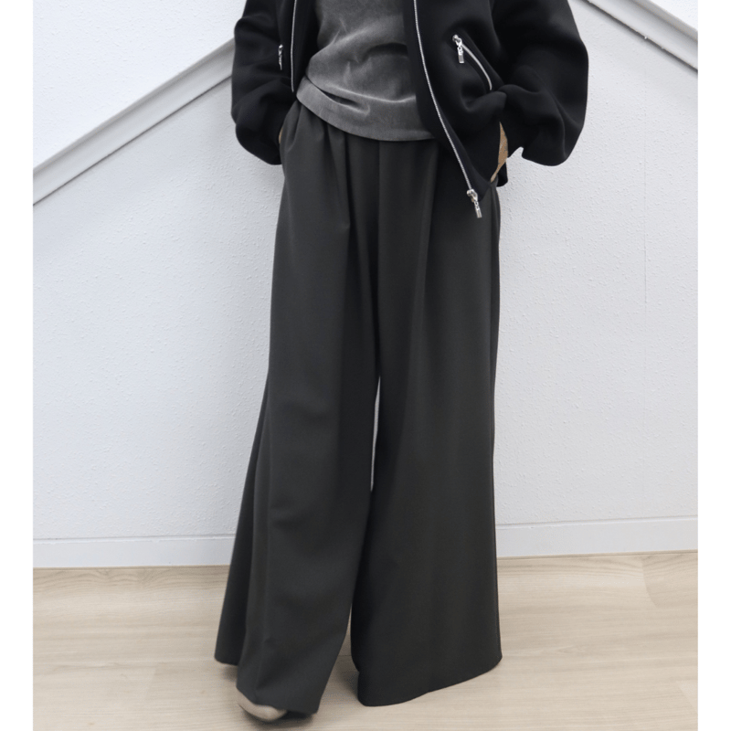 ブラック ワイドパンツ ワイドパンツ【73171】日本製 | nineteen bloom color