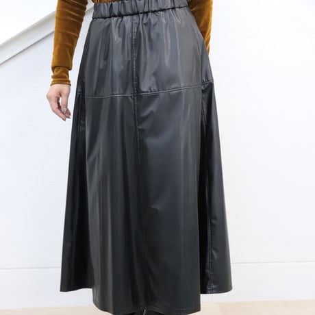 フェイクレザーロングスカート【71381】日本製