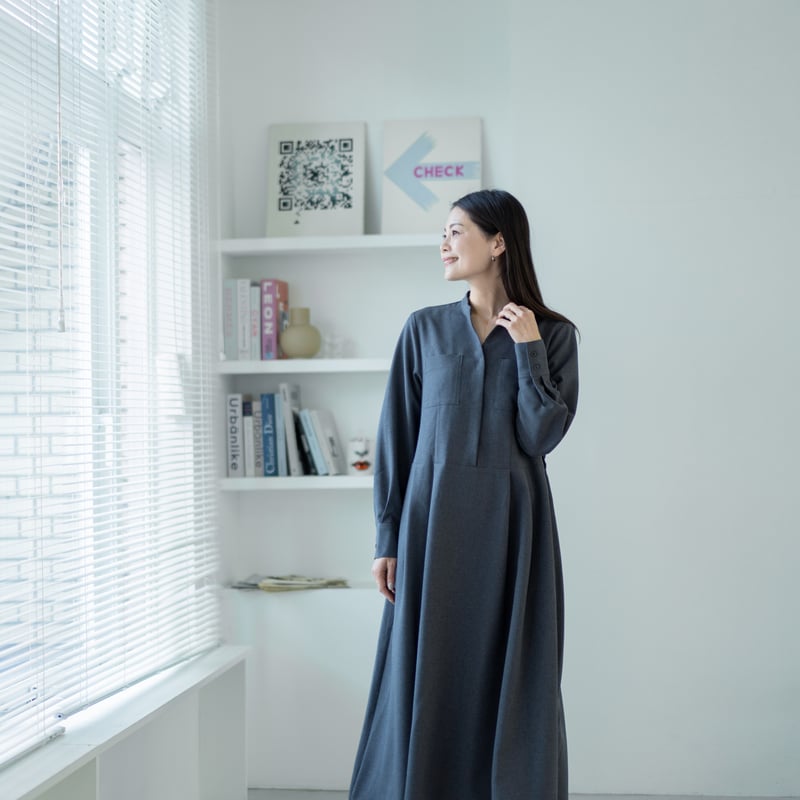 ウエストリボン付きワンピース【ISOP-24110】日本製 | nineteen bloom