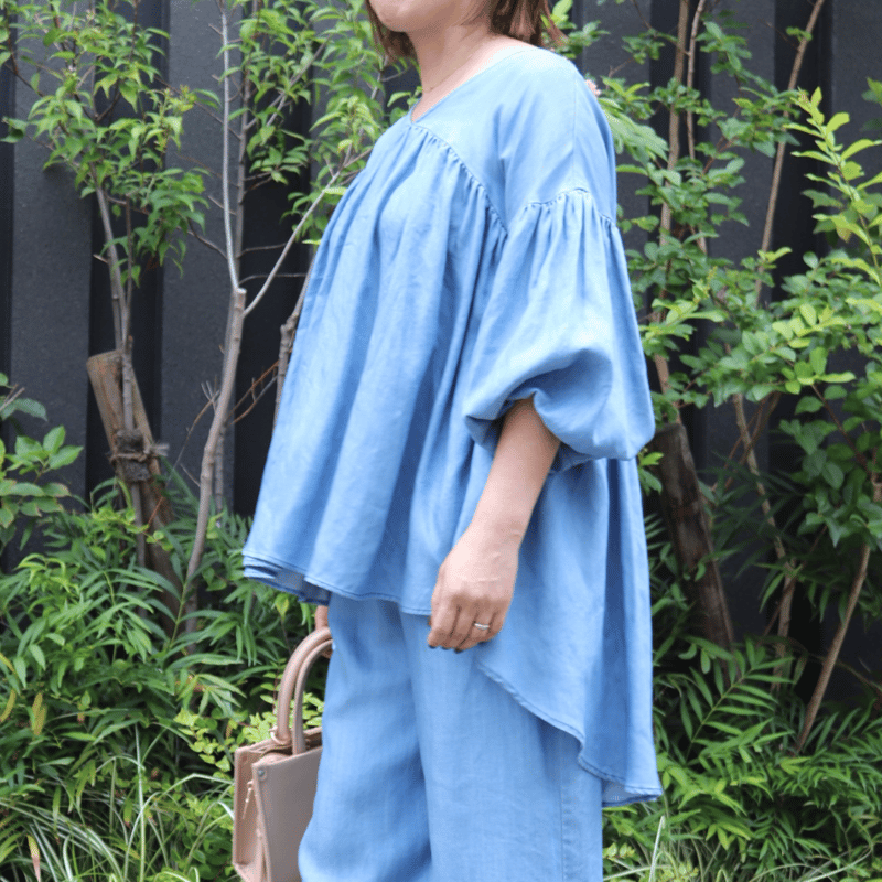 ウォッシュ加工テンセルデニムチュニック【ISBL-25106】日本製