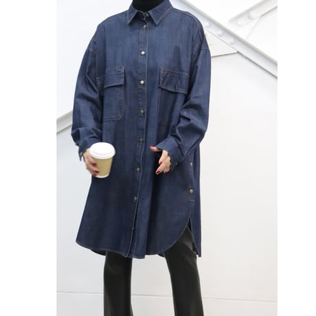 ドットスリットデニムシャツ【71491】日本製