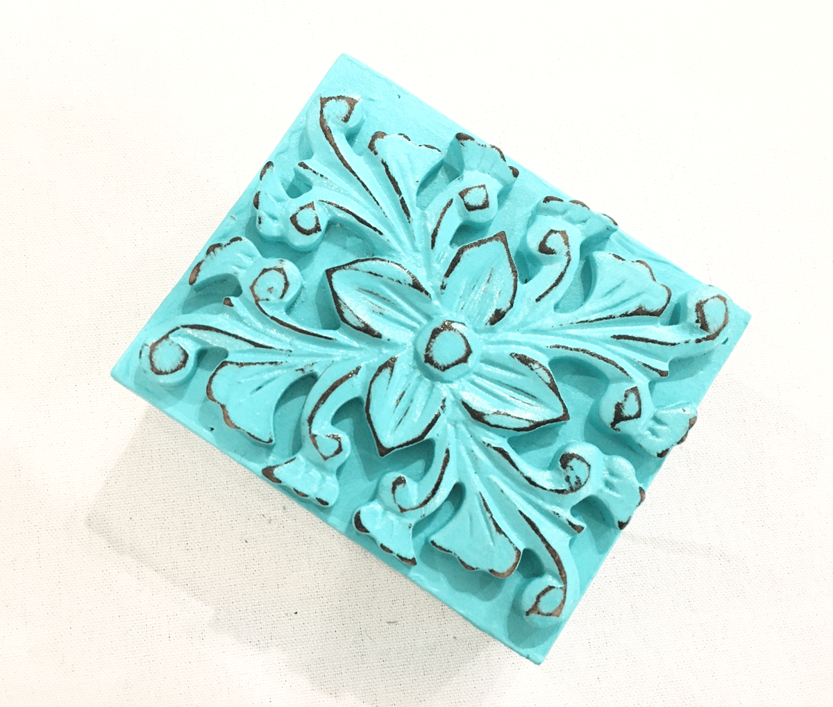 手染めターコイズ、ターコイズマーブルのスリムなシザーケース