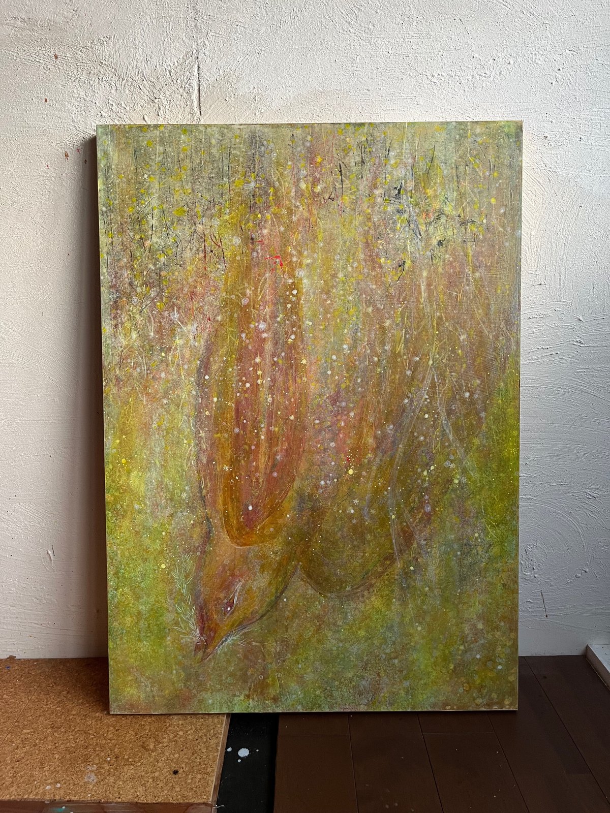 日本画 絵画 岩絵具 人物 東山動植物園 コアラ 女の子 パネル B1サイズ