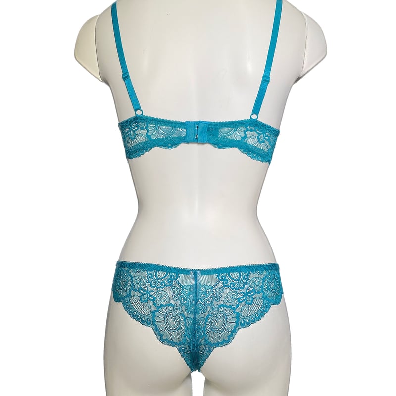 上品なストレッチレース 総レースブラショーツ・Tバック3点セット