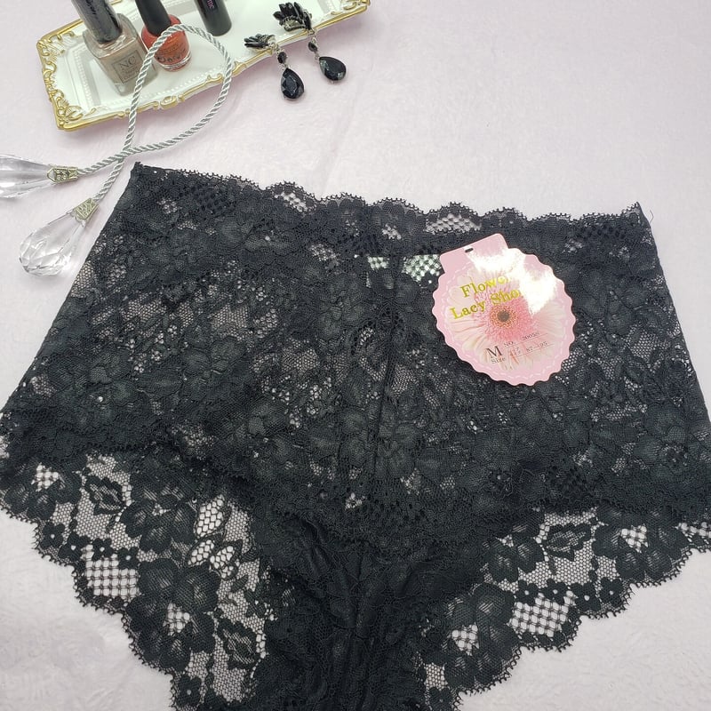 お得な4色セット シースルーオールレースボックスショーツ [サイズ:M