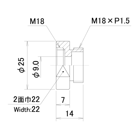 うすチップネジアダプター　PNLS-UA6-9.0-25-M18-C