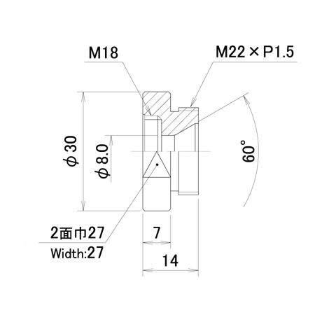 うすチップネジアダプター　PNL-UA6-8.0-30-M18-C