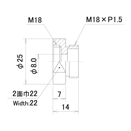うすチップネジアダプター　PNLS-UA6-8.0-25-M18-C