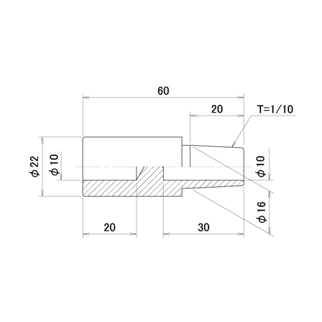 ナット付け上部ストレートチップ　PN-U10-60-1