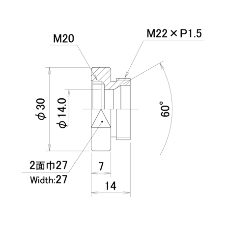 うすチップネジアダプター　PNL-UA12-14.0-30-M20-C