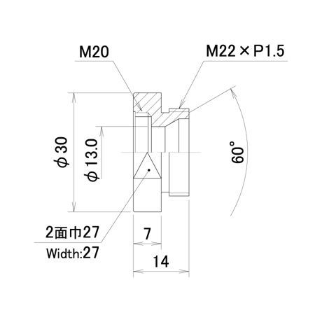 うすチップネジアダプター　PNL-UA127-13.0-30-M20-C