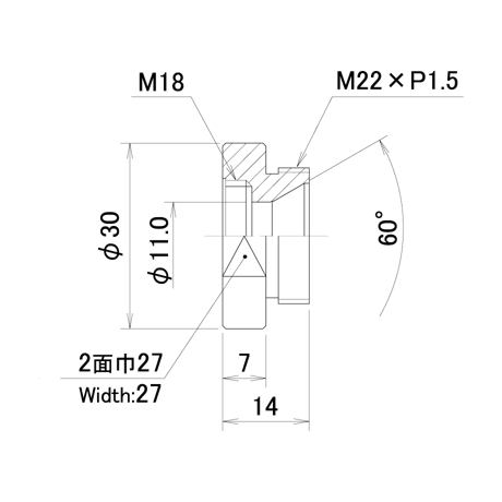 うすチップネジアダプター　PNL-UA8-11.0-30-M18-C