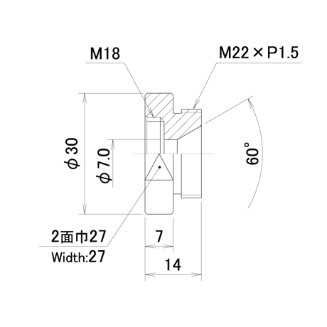 うすチップネジアダプター　PNL-UA5-7.0-30-M18-C