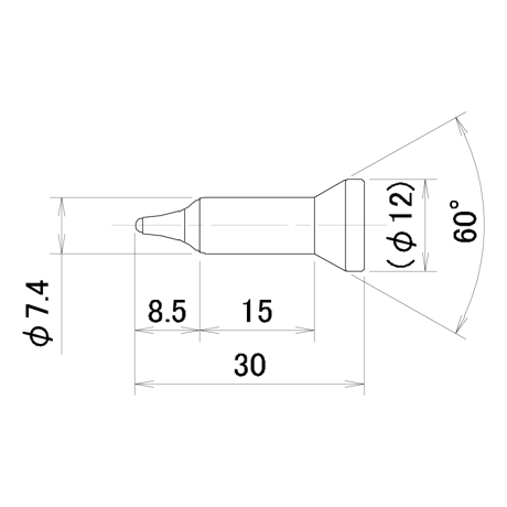 ナット付け3Sエアーピン　PN-5P-7.4-K