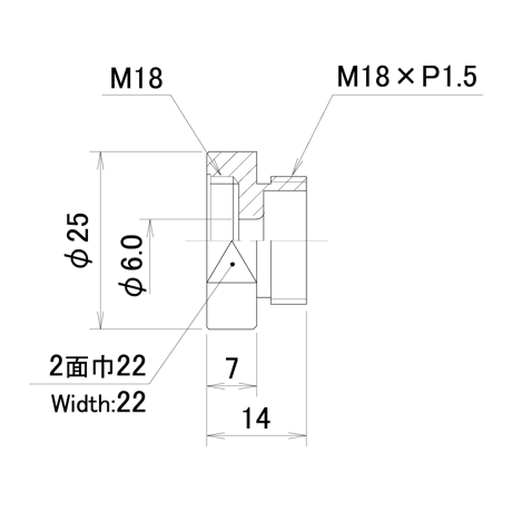 うすチップネジアダプター　PNLS-UA5-6.0-25-M18-C
