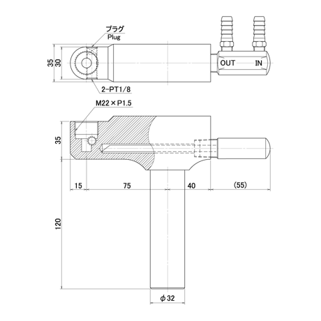 ナット付けL型ホルダー ハイパワー800　PN-LHP800-3275-M22