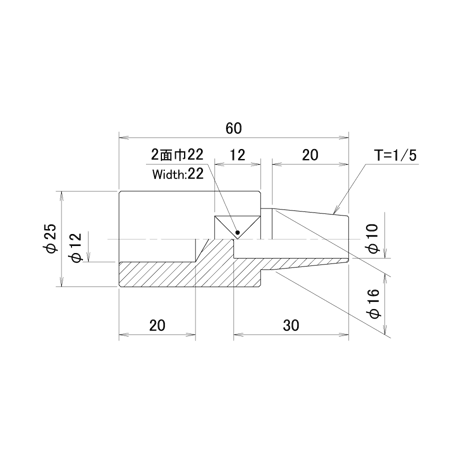 ナット付け上部ストレートチップ　PN-U127-60-3-SA