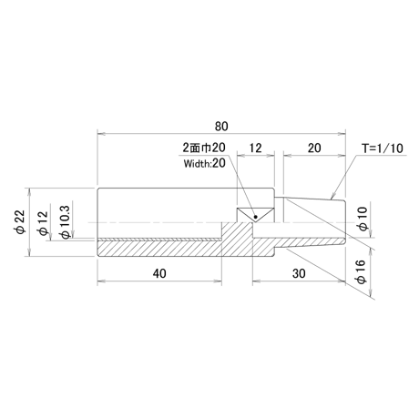 ボルト付け下部チップ　PB-K10-2280-1-SA