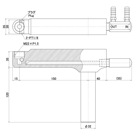 ナット付けL型ホルダー ハイパワー800　PN-LHP800-32150-M22