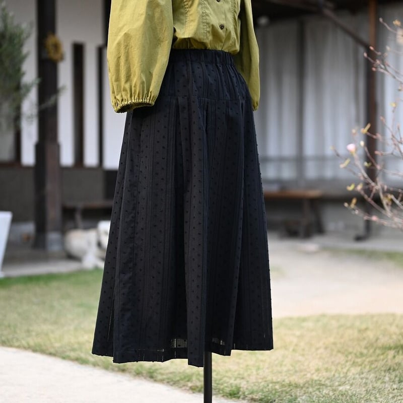 定価 4万 新品タグ付きYOSHIYO ヨシヨ 二重織りメルトンタックスカート 