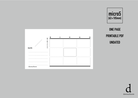mini6/micro5 size/TO DO BINGO/printables downloadやる事ビンゴリフィル