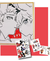 キナコミニ色紙原画【A】＋アクキー3個＋シール2枚セット