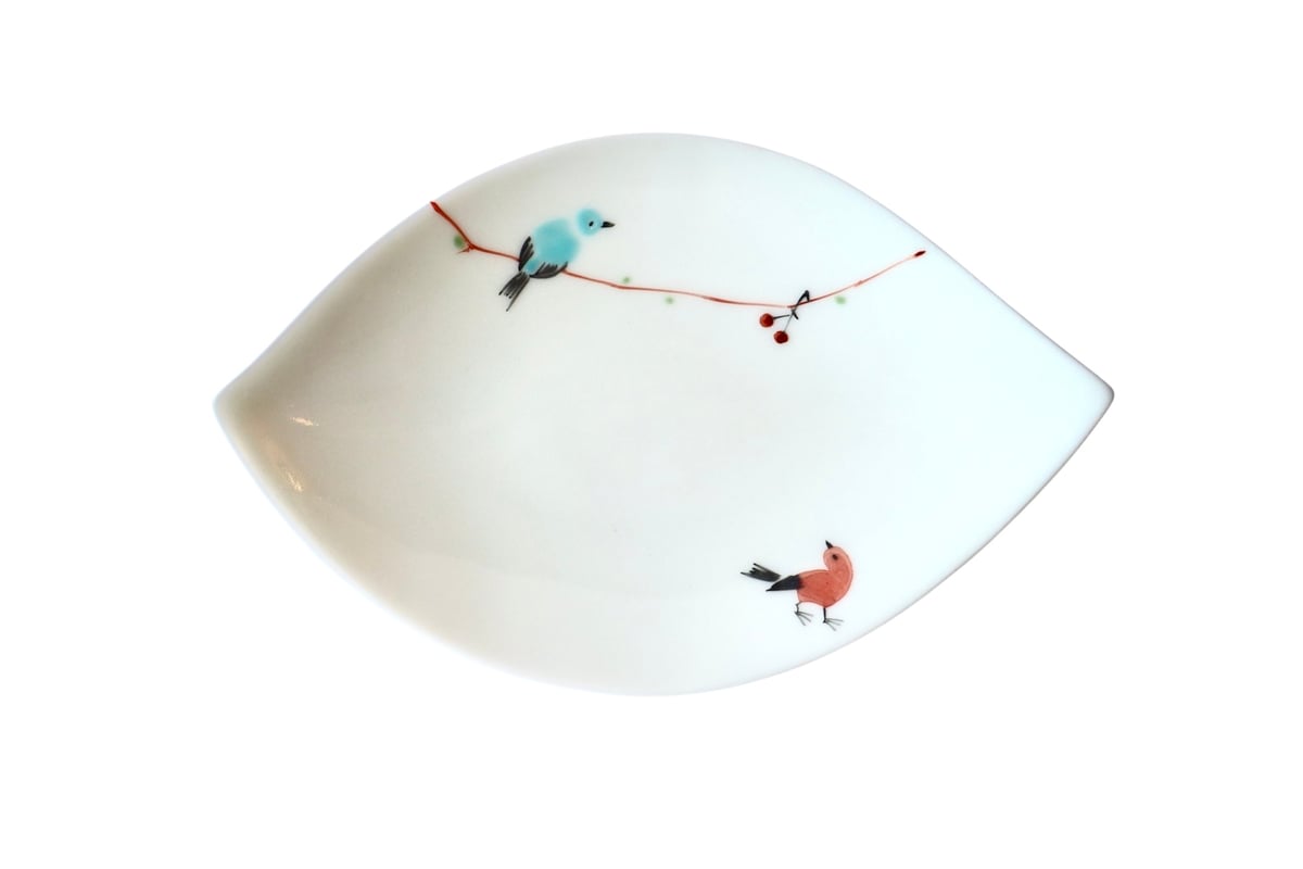 陶房青 つぐみ鳥 木ノ葉皿 | 器屋うらの