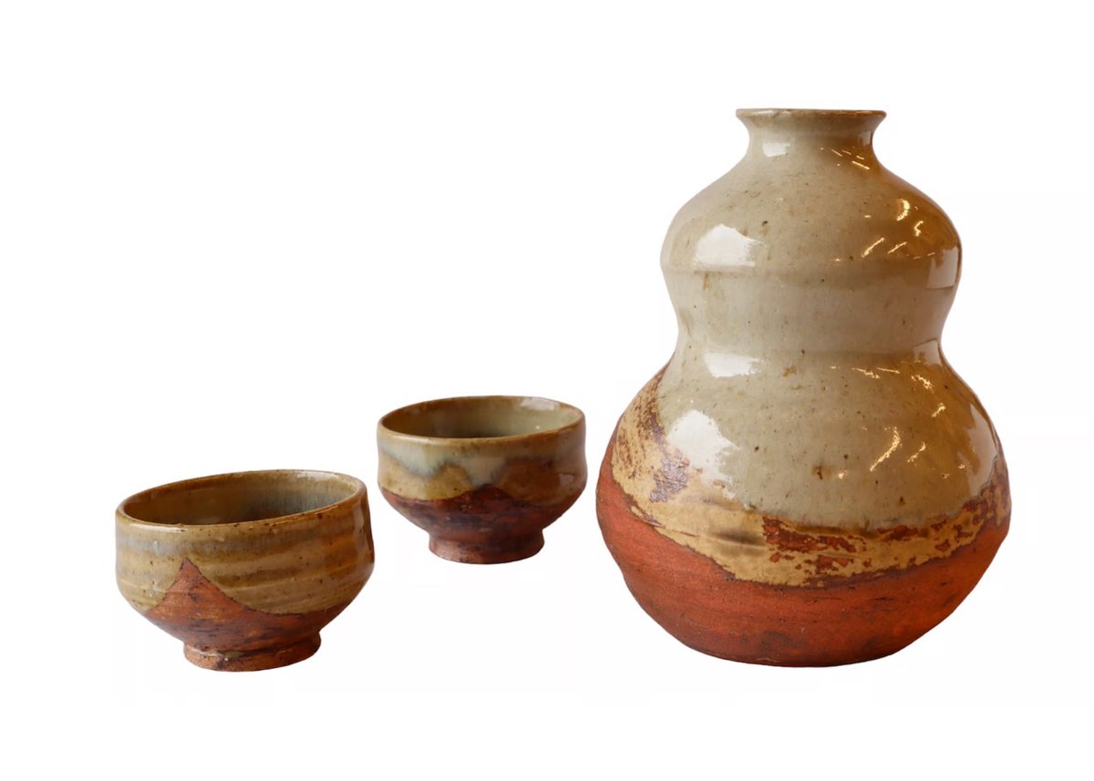 人間国宝荒川豊蔵窯 虎渓山水月窯 唐津焼風酒盃 竹の図